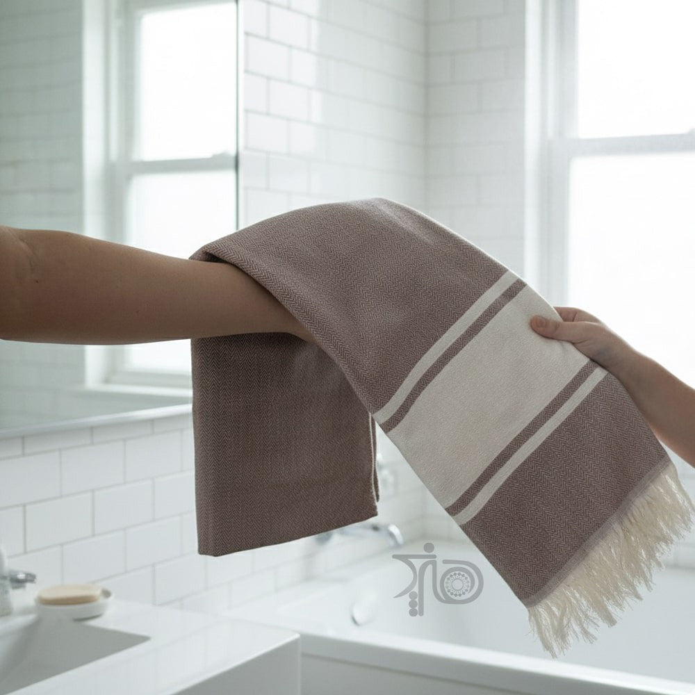 Handgewebtes Premium-Badetuch – Baumwolle Grad 1 mit Streifenmuster